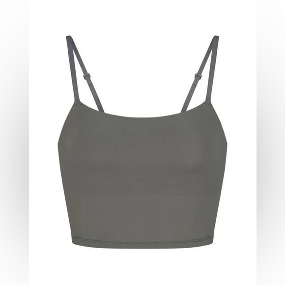 SKIMS NWT Fits Everybody Cropped Cami Top Bralette Size XS Gunmetal Gray RARE - Picture 3 of 4